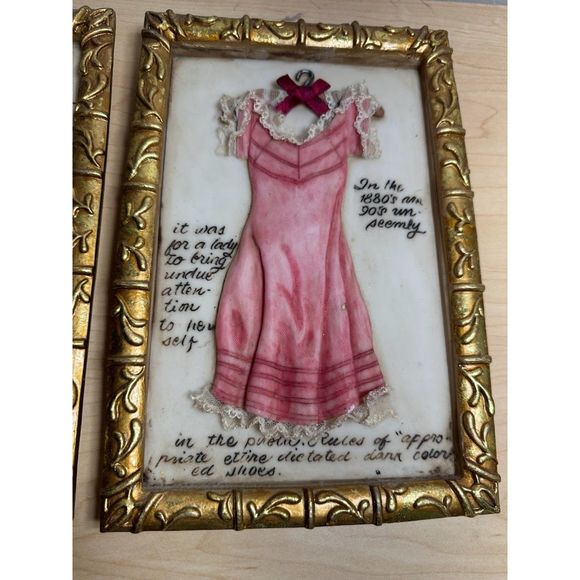 Vintage Victorian Framed Relief Porcelain Bisque Plaque Wall Decor Set (2) - Picture 5 of 11